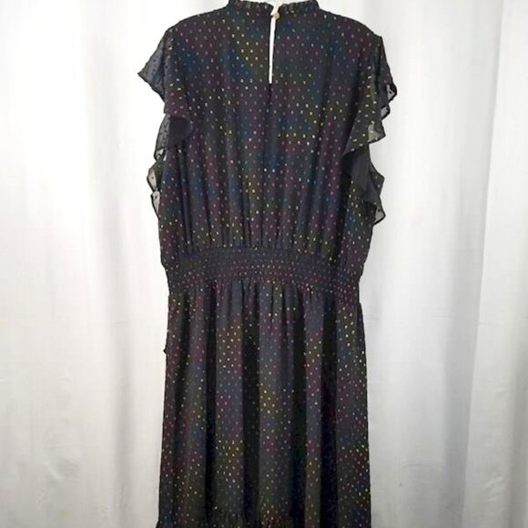 Kacey Shimmer Dot Faux Wrap Midi Dress - Picture 4 of 7